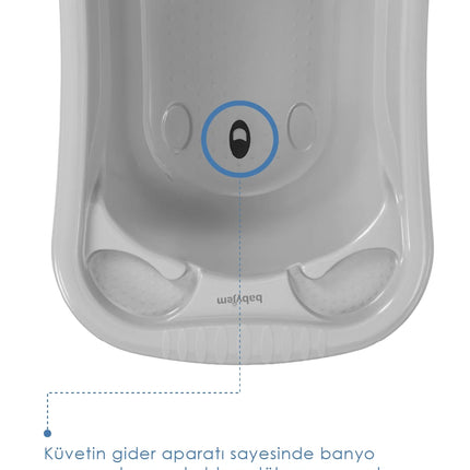 Babyjem 5 Parça Bebek Banyo Küvet Seti Gri