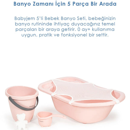 Babyjem 5 Parça Bebek Banyo Küvet Seti Pembe