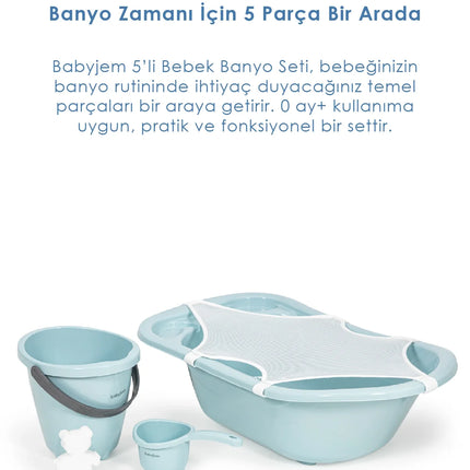 Babyjem 5 Parça Bebek Banyo Küvet Seti Soft Mavi