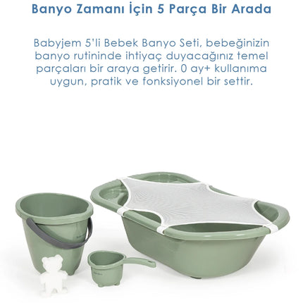 Babyjem 5 Parça Bebek Banyo Küvet Seti Soft Yeşil