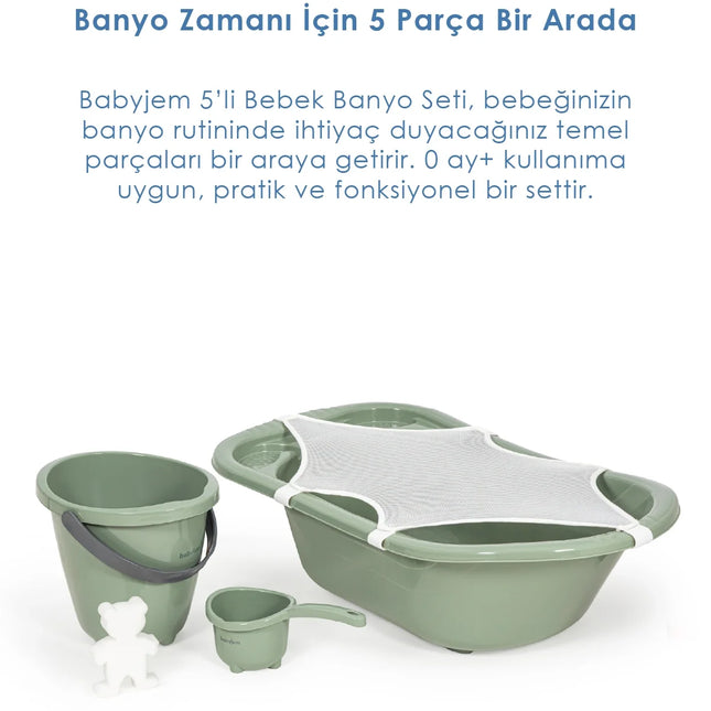 Babyjem 5 Parça Bebek Banyo Küvet Seti Soft Yeşil