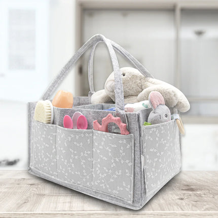 Babyjem Keçe Anne Bebek Bakım Çantası Organizer Gri Çiçek