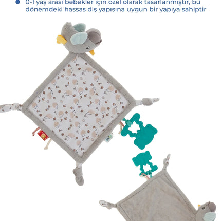 Babyjem 926 Birdy Diş Kaşıyıcılı + Silikon Emzik Hediyeli Uyku Arkadaşım Kahve