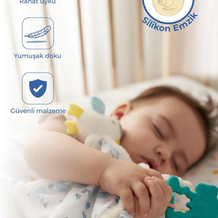 Babyjem 926 Birdy Diş Kaşıyıcılı + Silikon Emzik Hediyeli Uyku Arkadaşım Mavi 