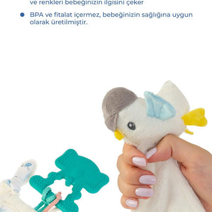 Babyjem 926 Birdy Diş Kaşıyıcılı + Silikon Emzik Hediyeli Uyku Arkadaşım Mavi 