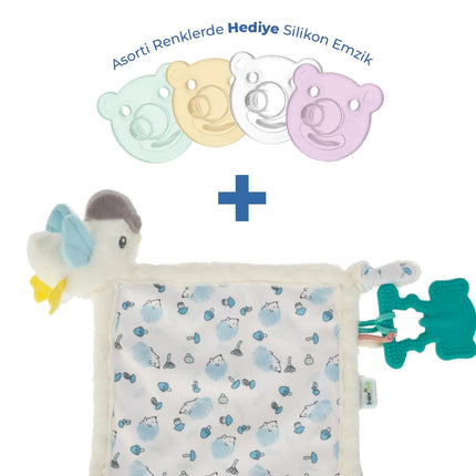 Babyjem 926 Birdy Diş Kaşıyıcılı + Silikon Emzik Hediyeli Uyku Arkadaşım Mavi 