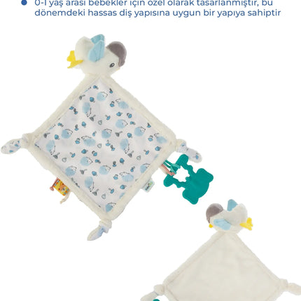 Babyjem 926 Birdy Diş Kaşıyıcılı + Silikon Emzik Hediyeli Uyku Arkadaşım Mavi 