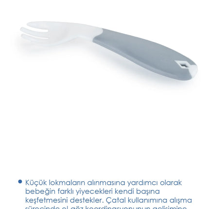 Babyjem Açılı Mama Çatal Kaşık Seti - Beyaz