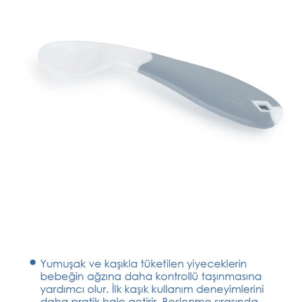 Babyjem Açılı Mama Çatal Kaşık Seti - Beyaz