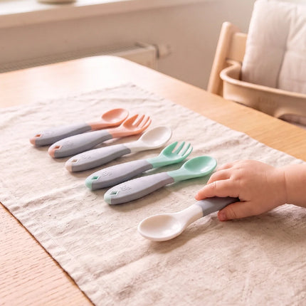 Babyjem Açılı Mama Çatal Kaşık Seti - Gül Kurusu