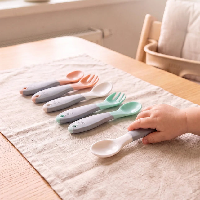 Babyjem Açılı Mama Çatal Kaşık Seti - Yeşil