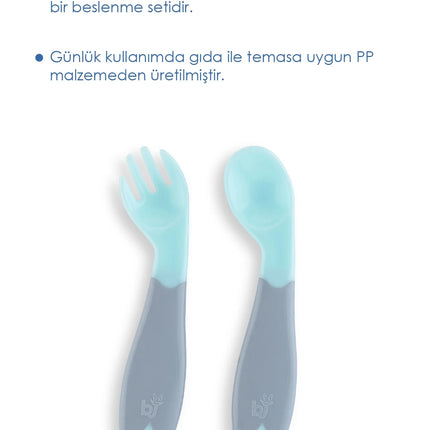 Babyjem Açılı Mama Çatal Kaşık Seti - Yeşil