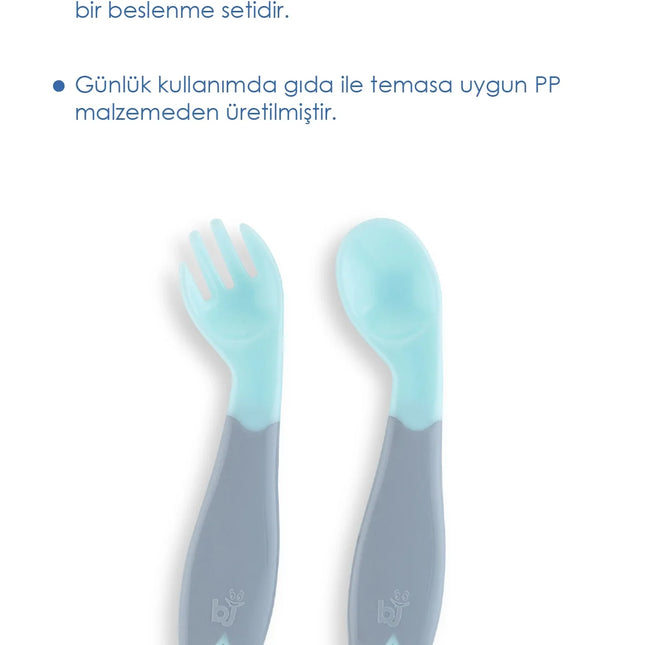 Babyjem Açılı Mama Çatal Kaşık Seti - Yeşil