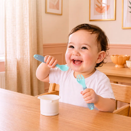 Babyjem Açılı Mama Çatal Kaşık Seti - Yeşil