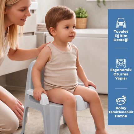 Babyjem Afacan Lazımlık Ergonomik Tuvalet Eğitimi Yardımcısı Soft Gri