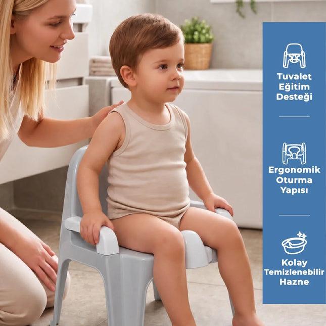Babyjem Afacan Lazımlık Ergonomik Tuvalet Eğitimi Yardımcısı Soft Gri