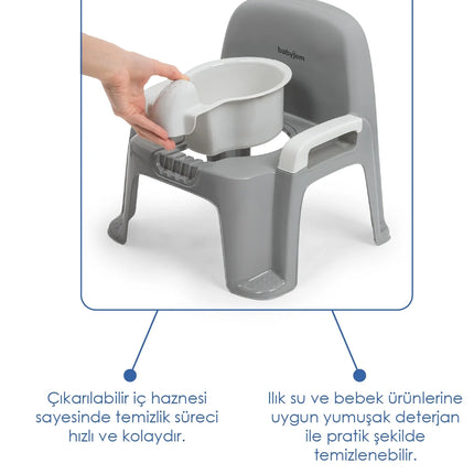 Babyjem Afacan Lazımlık Ergonomik Tuvalet Eğitimi Yardımcısı Soft Gri