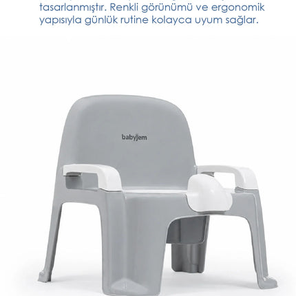 Babyjem Afacan Lazımlık Ergonomik Tuvalet Eğitimi Yardımcısı Soft Gri