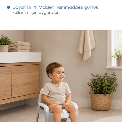 Babyjem Afacan Lazımlık Ergonomik Tuvalet Eğitimi Yardımcısı Soft Gri