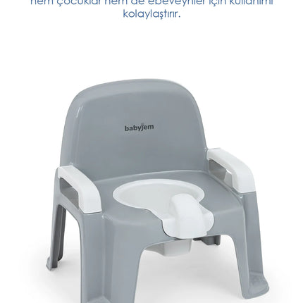 Babyjem Afacan Lazımlık Ergonomik Tuvalet Eğitimi Yardımcısı Soft Gri