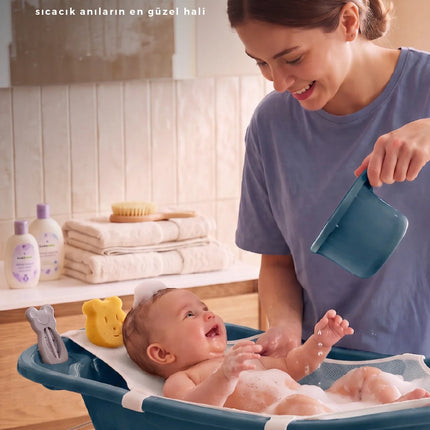 Babyjem Ayaklı Bebek Banyo Küvet Seti 7 Parça İndigo Mavi
