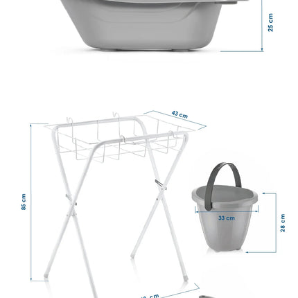 Babyjem Ayaklı Bebek Banyo Küvet Seti 7 Parça Soft Gri