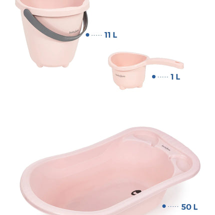 Babyjem Ayaklı Bebek Banyo Küvet Seti 7 Parça Soft Pembe