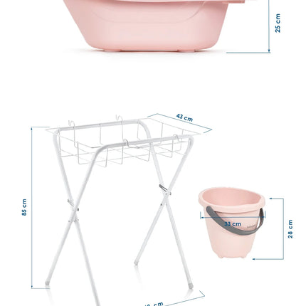 Babyjem Ayaklı Bebek Banyo Küvet Seti 7 Parça Soft Pembe