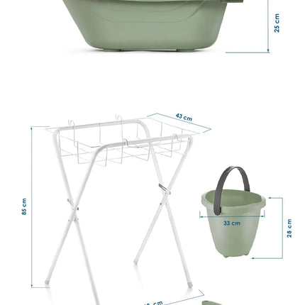 Babyjem Ayaklı Bebek Banyo Küvet Seti 7 Parça Soft Yeşil