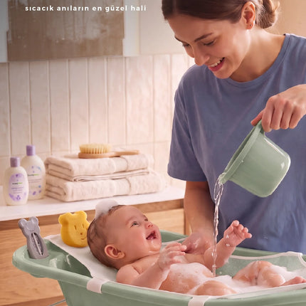 Babyjem Ayaklı Bebek Banyo Küvet Seti 7 Parça Soft Yeşil