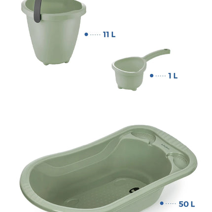 Babyjem Ayaklı Bebek Banyo Küvet Seti 7 Parça Soft Yeşil