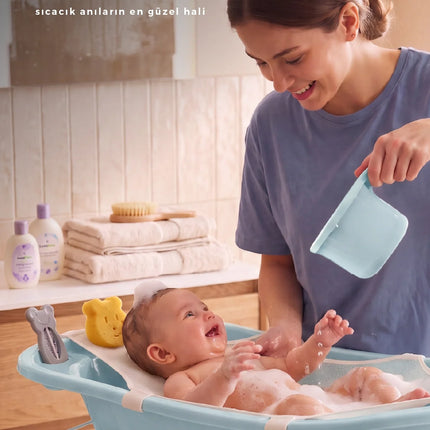 Babyjem Ayaklı Bebek Banyo Küvet Seti 7 Parça Turkuaz