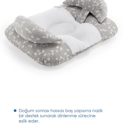 Babyjem Ayarlanabilir Düz Kafa Yastığı Gri Çiçek