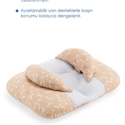 Babyjem Ayarlanabilir Düz Kafa Yastığı Somon Çiçek