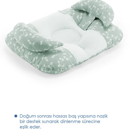 Babyjem Ayarlanabilir Düz Kafa Yastığı Yeşil Çiçek