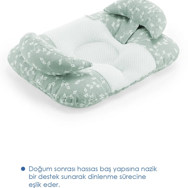 Babyjem Ayarlanabilir Düz Kafa Yastığı Yeşil Çiçek