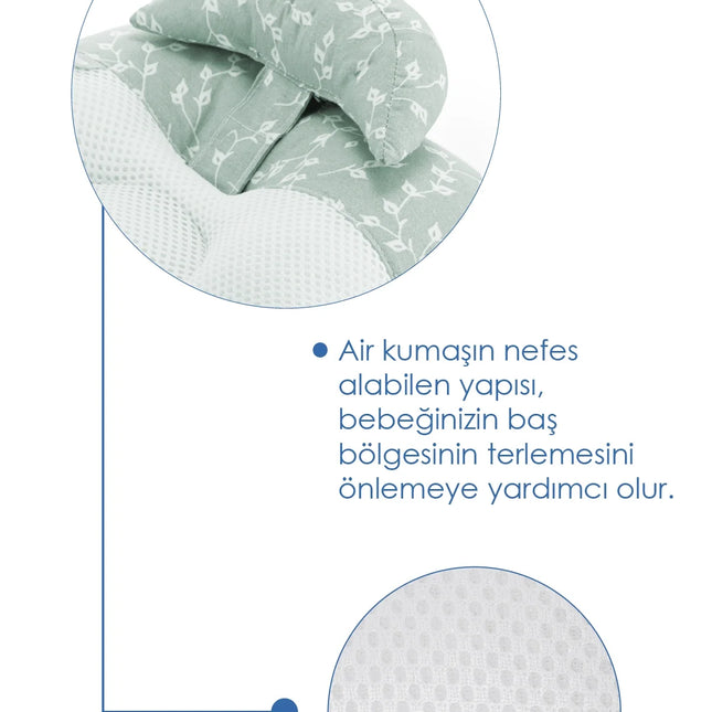 Babyjem Ayarlanabilir Düz Kafa Yastığı Yeşil Çiçek
