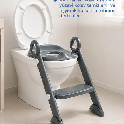 Babyjem Basamaklı Katlanır Klozet Adaptörü Antrasit