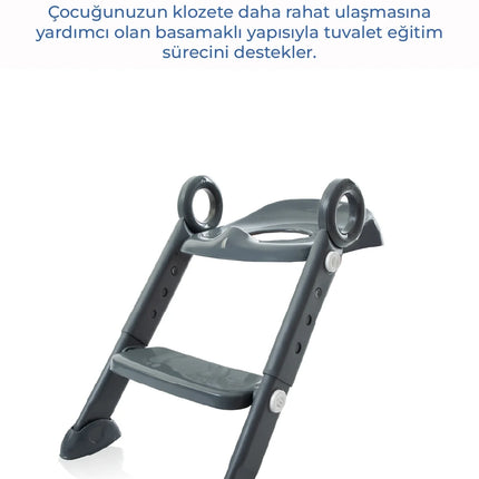 Babyjem Basamaklı Katlanır Klozet Adaptörü Antrasit