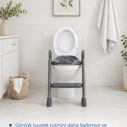 Babyjem Basamaklı Katlanır Klozet Adaptörü Antrasit