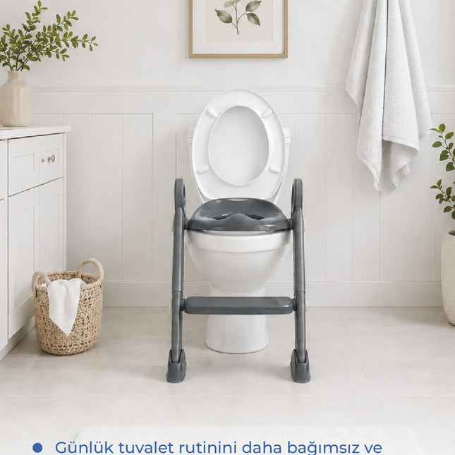 Babyjem Basamaklı Katlanır Klozet Adaptörü Antrasit