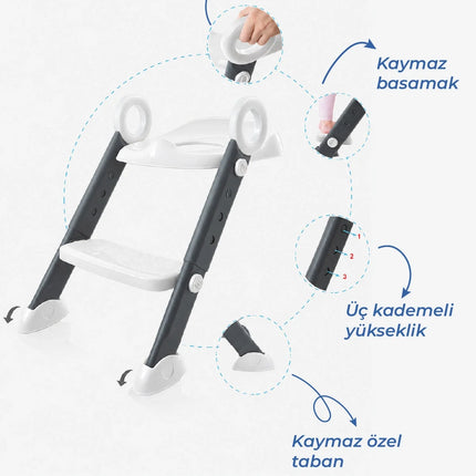 Babyjem Basamaklı Katlanır Klozet Adaptörü Beyaz