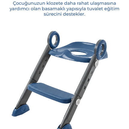 Babyjem Basamaklı Katlanır Klozet Adaptörü İndigo Mavi