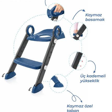 Babyjem Basamaklı Katlanır Klozet Adaptörü İndigo Mavi