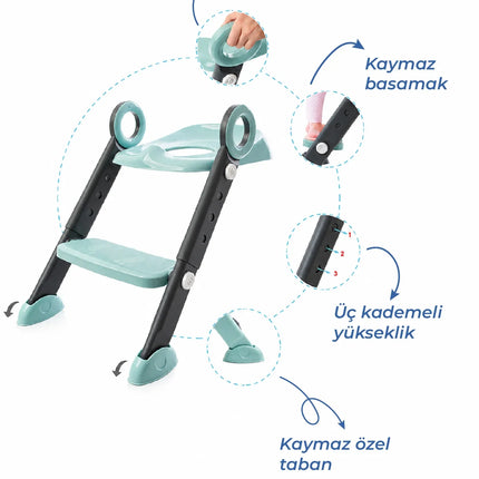 Babyjem Basamaklı Katlanır Klozet Adaptörü Mint