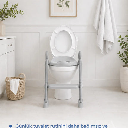 Babyjem Basamaklı Katlanır Klozet Adaptörü Soft Gri