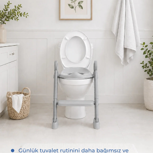 Babyjem Basamaklı Katlanır Klozet Adaptörü Soft Gri