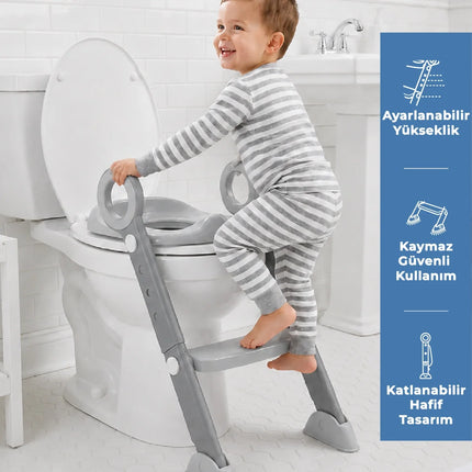Babyjem Basamaklı Katlanır Klozet Adaptörü Soft Gri