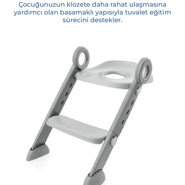 Babyjem Basamaklı Katlanır Klozet Adaptörü Soft Gri