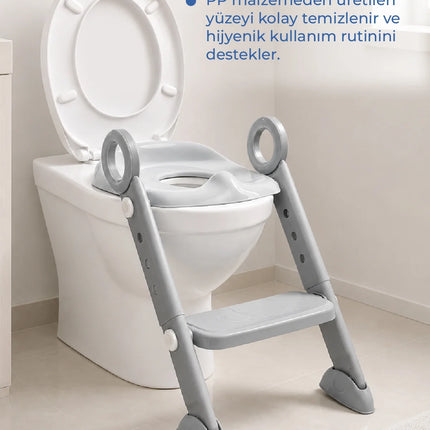Babyjem Basamaklı Katlanır Klozet Adaptörü Soft Gri